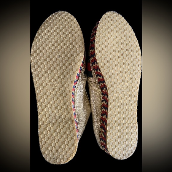 Authentic GUCCI Metallic Gold Leather Bee Slip On Espadrilles Retails $950 - Picture 16 of 16